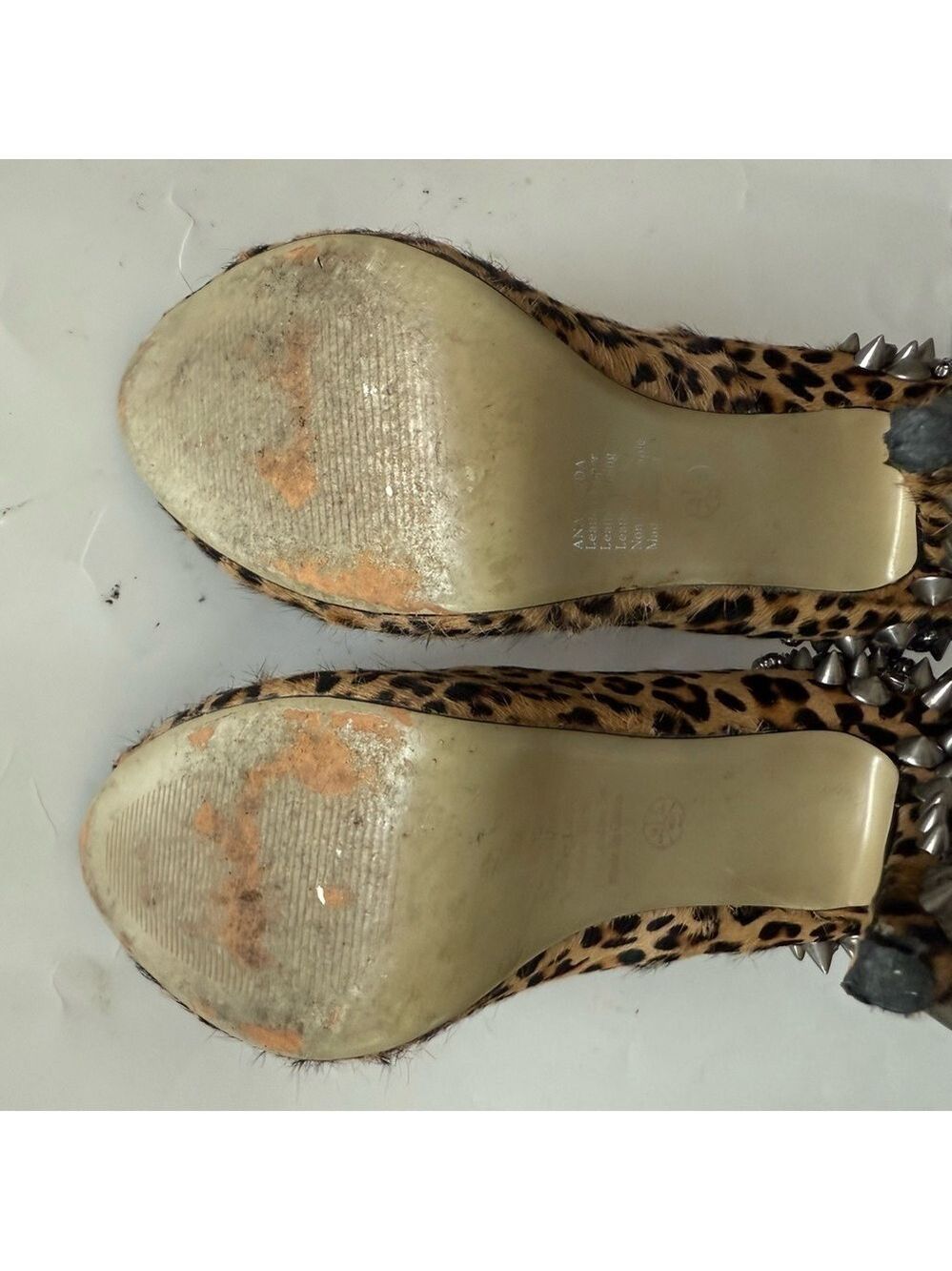 Leopard Print Stilettos Spiked high heels open toe 
Women’s 9 USA Party Wedding - Picture 14 of 16
